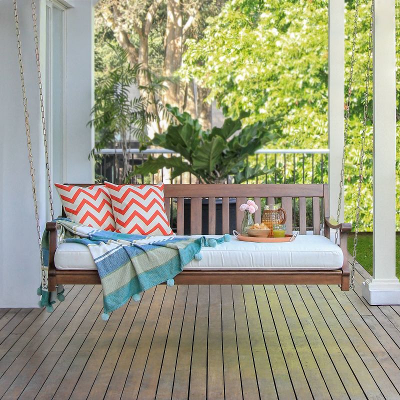 Sopra Wood Patio Swing Daybed with Cushion - White - Cambridge Casual