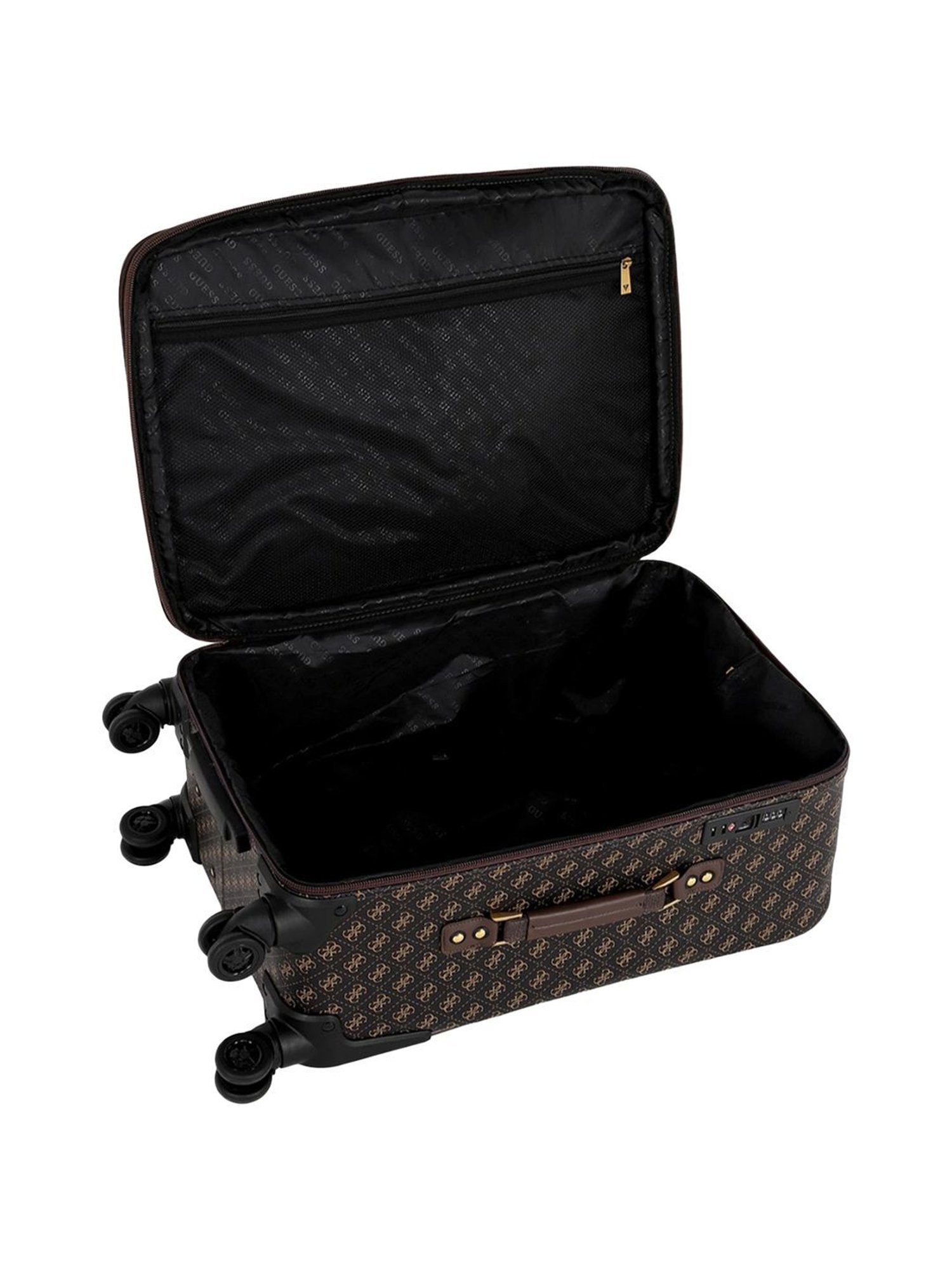 Guess Brown 8 wheels Large Soft Cabin Trolley Bag