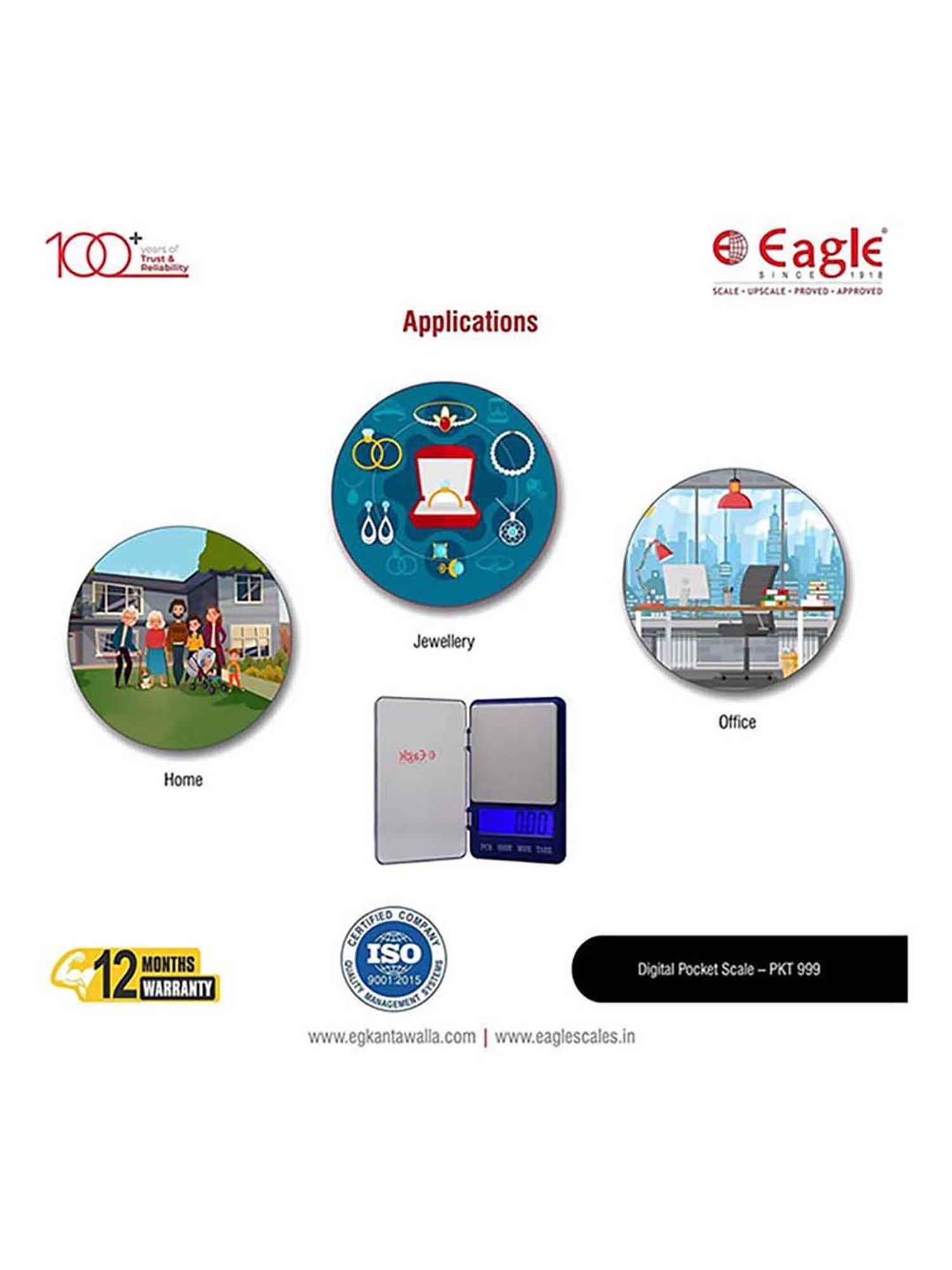 Eagle PKT-999 Digital Weighing Scale, 600 gm Capacity, 0.01 g Accuracy, Weight Machine, Pocket Scale