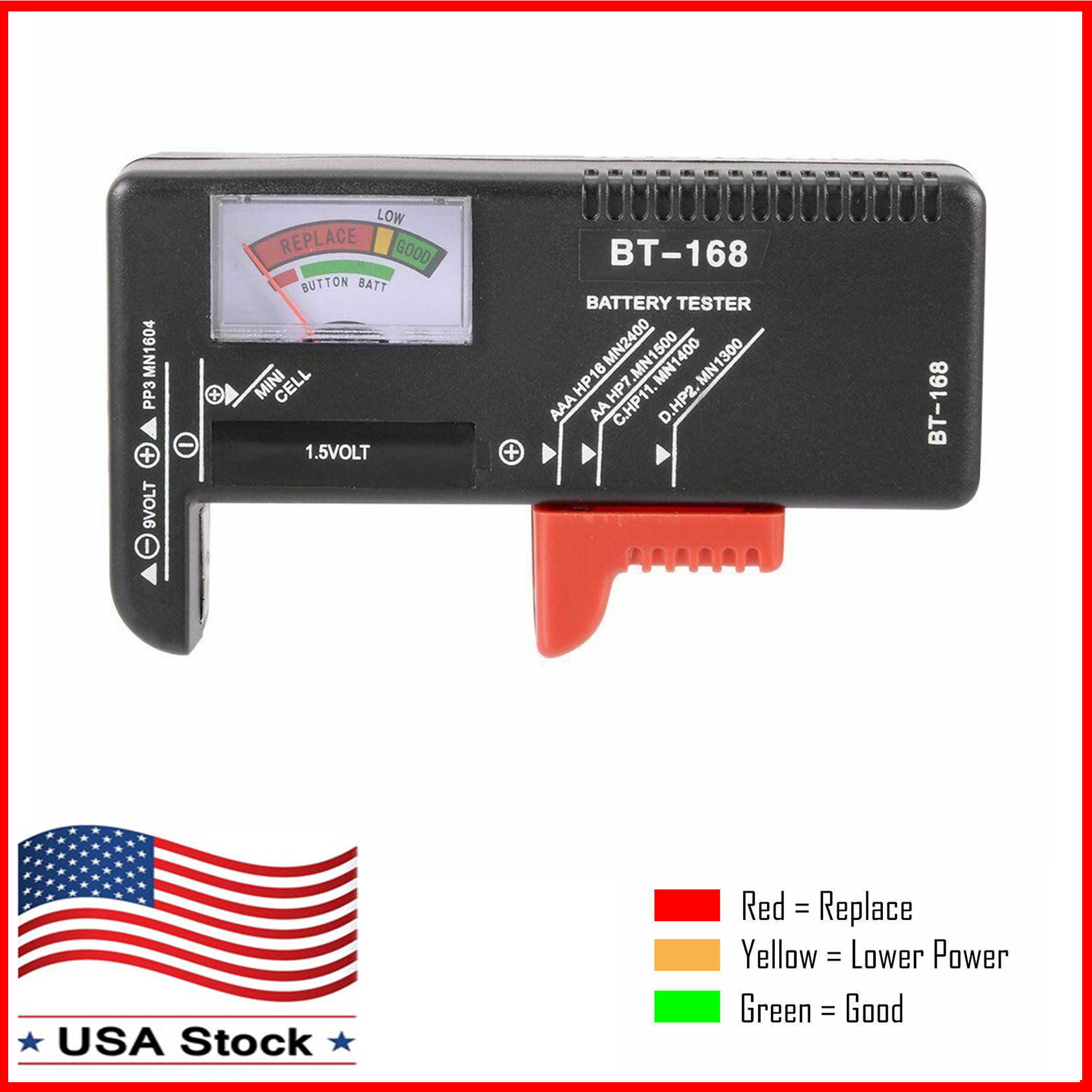 Universal Battery Tester Checker AA/AAA/C/D/9V/1.5V Button Cell Analyzer US NEW
