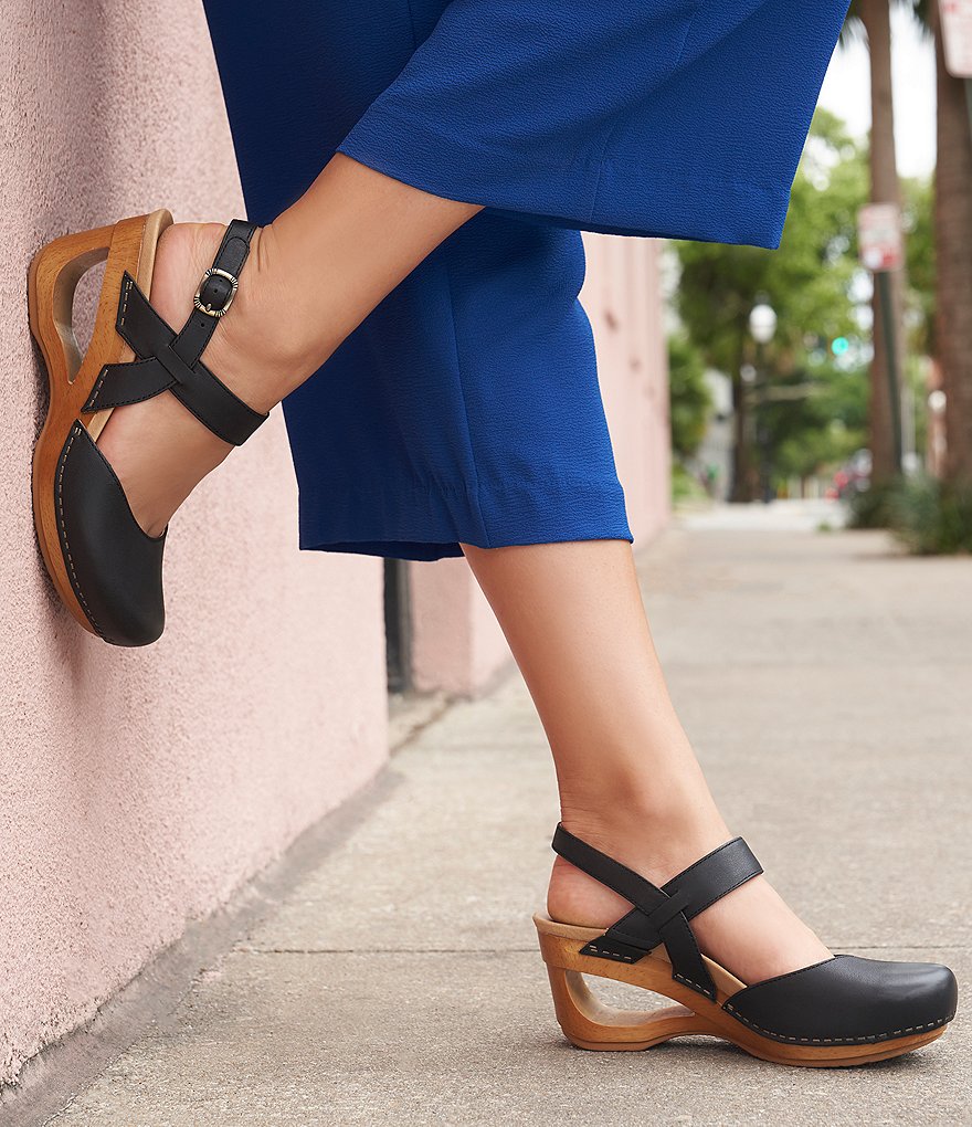 Dansko Taci Burnished Waxy Leather Wedges