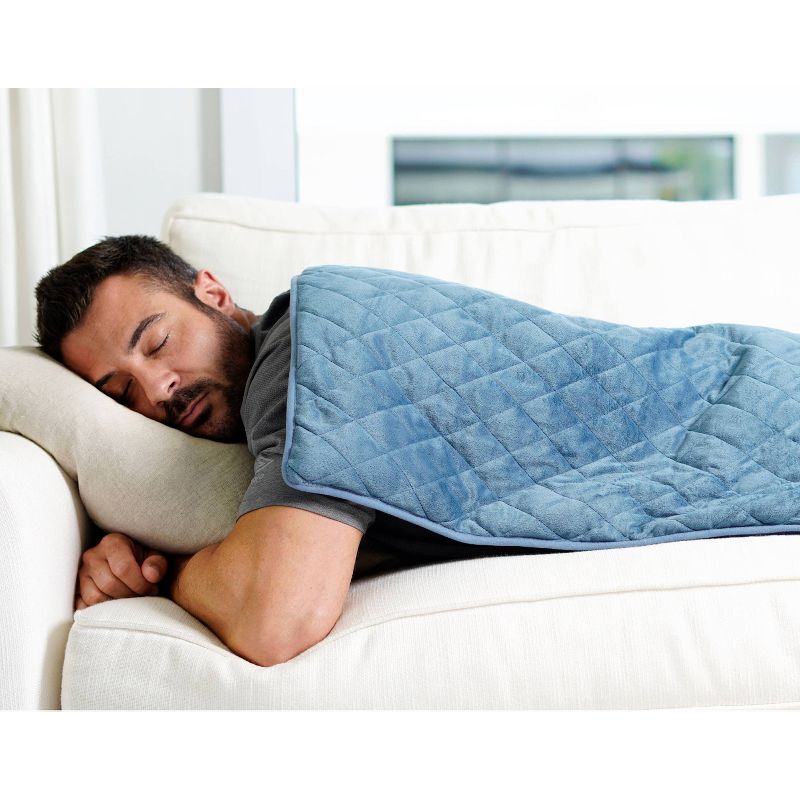 Pure Enrichment WeightedWarmth 2-in-1 Weighted Body Pad with Warmer - 6lbs -  32" x 21" - Blue