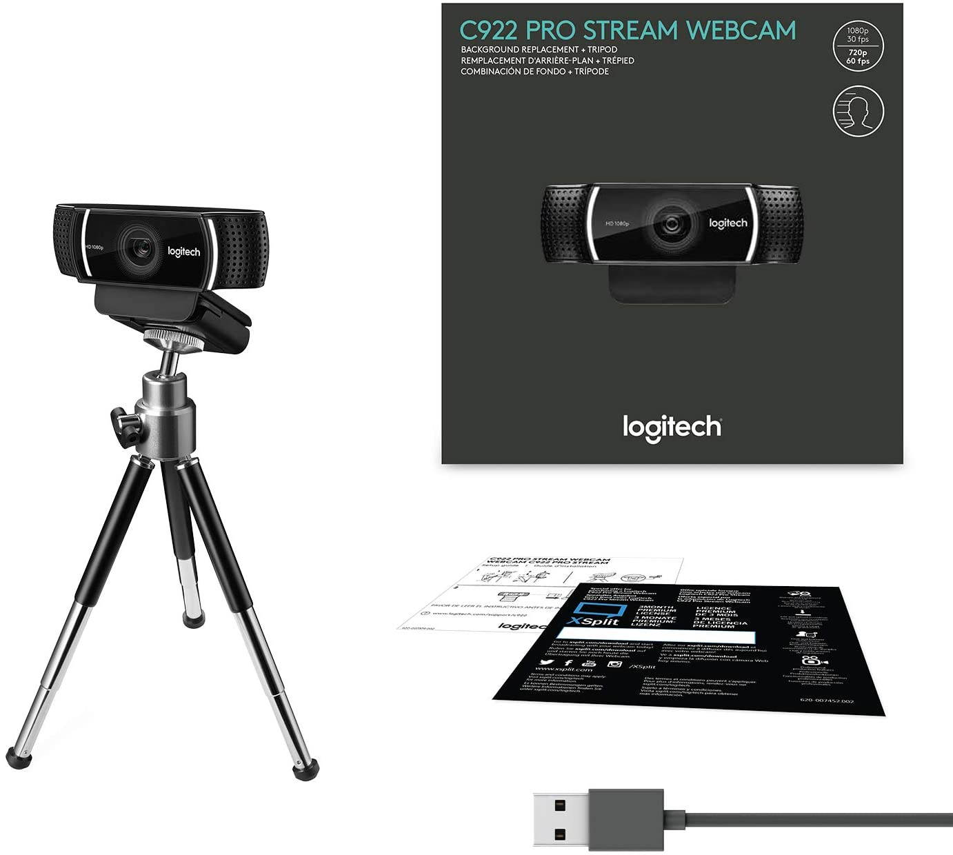 Logitech C922 HD Pro Stream Webcam With Micphone Desktop or Laptop Full HD 1080P Video YouTube or Twitch Streaming &