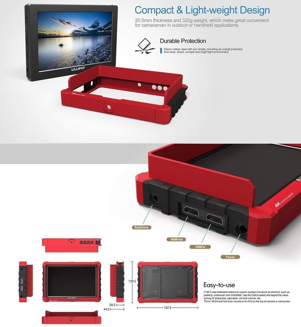 Lilliput A7S 7" 1920x1200 IPS Screen Camera Field Monitor 4K 1.4 HDMI Input output Video For DSLR Mirrorless Camera SONY A7S II A6500 Panasonic GH5 Canon 5D Mark IV by LILLIPUT OFFICIAL SELLER VIVITEQ