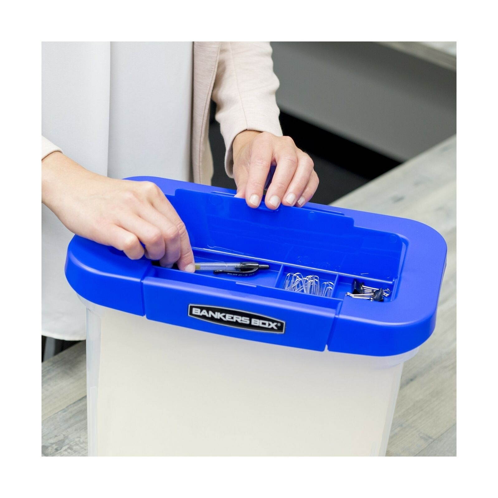 Bankers Box Heavy Duty Portable Plastic File Box with Hanging Rails, Letter, ...