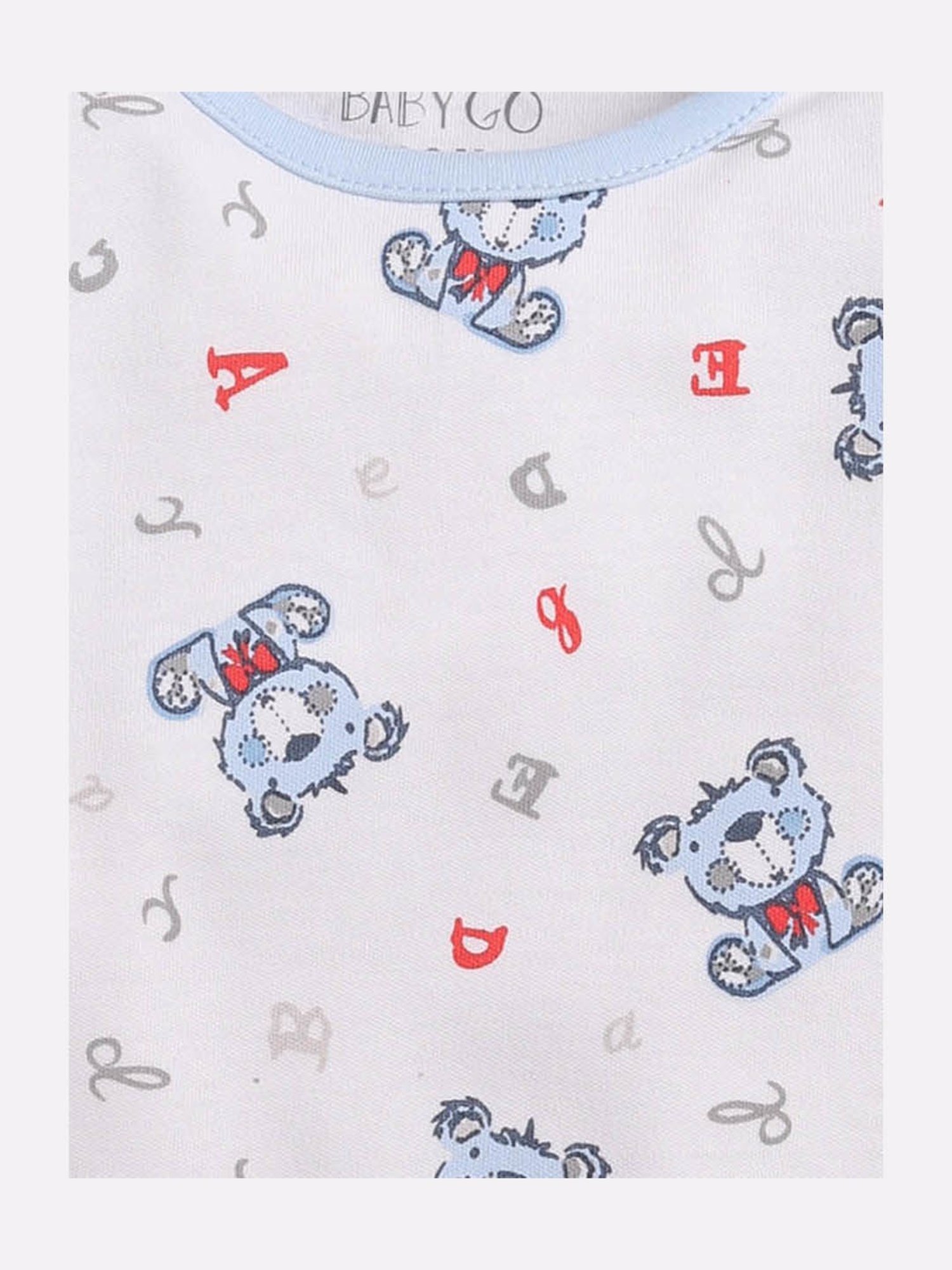 Baby Go Kids White & Blue Printed Rompers (Pack Of 2)