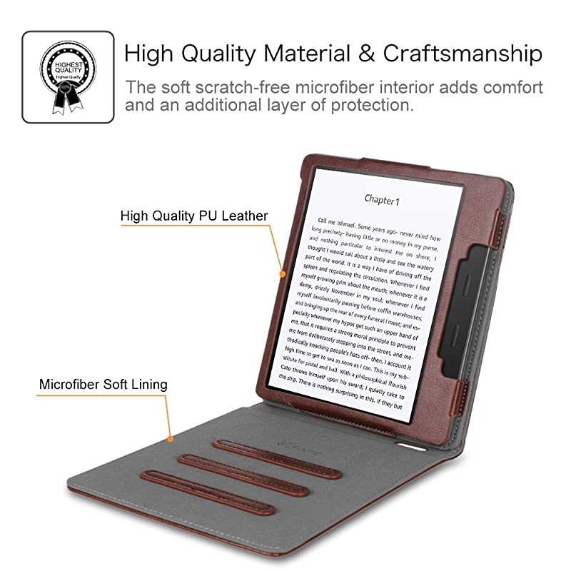 Flip Case for Kindle Oasis 10th and 9th Gen 2019 2017 Release Multi Angle Hands Free Viewing Stand Cover Auto Wake Sleep Function for 2017 Version Only Not for 2019 Version Brown