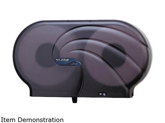 San Jamar R4090TBK Oceans Twin 9" JBT Toilet Tissue Dispenser, 19 x 5 1/4 x 12, Black Pearl