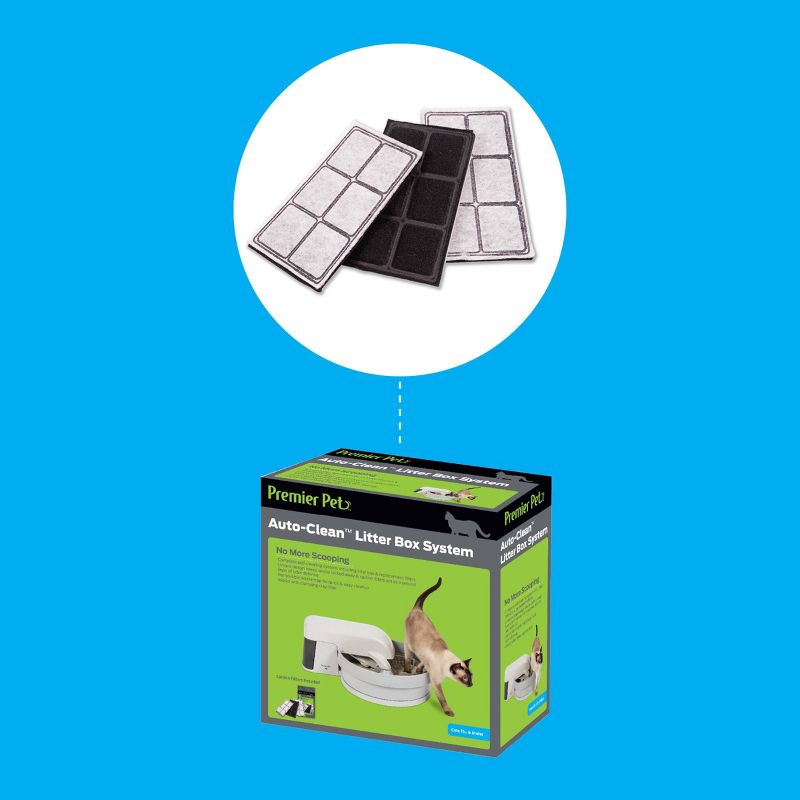 Premier Pet Replacement Carbon Filters for Auto-Clean Cat Litter Box System - 3pk