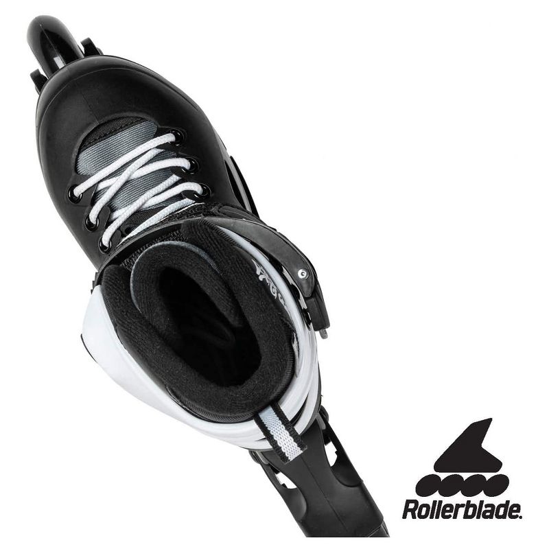 Rollerblade Fury G Inline Adjustable Secure Cuff Buckle and Power Strap Outdoor Roller Skates for Kids, Size 12 thru 1, Black and White
