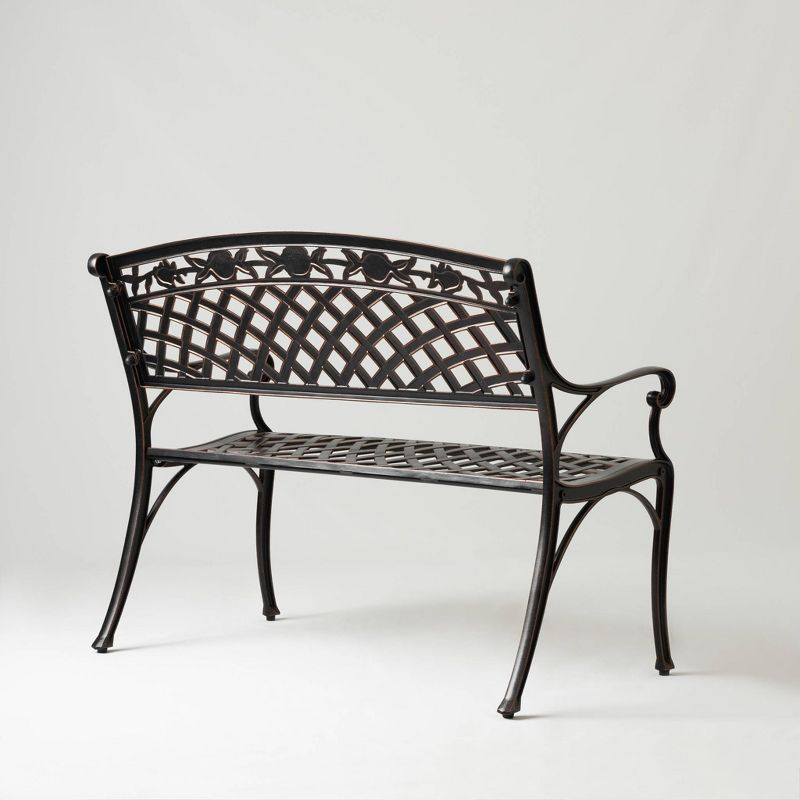 Scalret Aluminum Patio Bench - Antique Bronze - Balkene Home