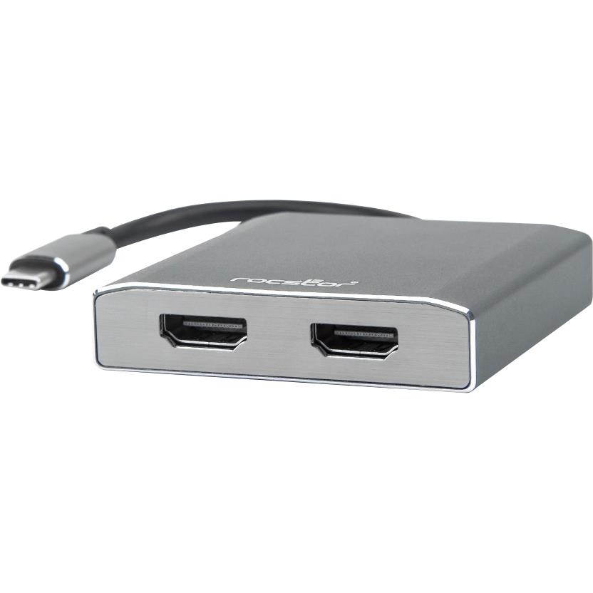 Rocstor Y10A203-A1 Premium USB-C to Dual HDMI Multi Monitor Adapter - 4K 30Hz