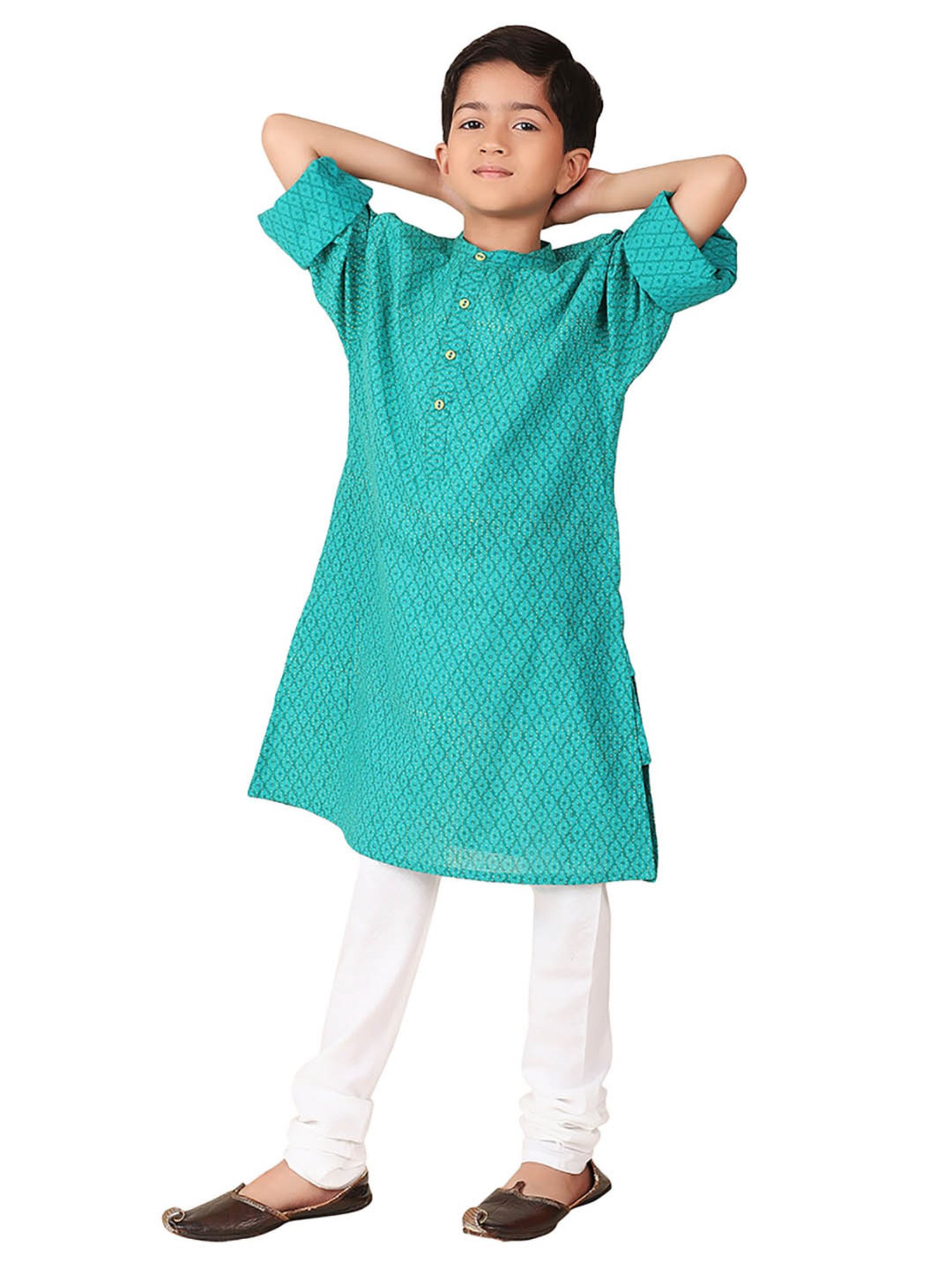 TABARD Kids Red Printed Full Sleeves Kurta