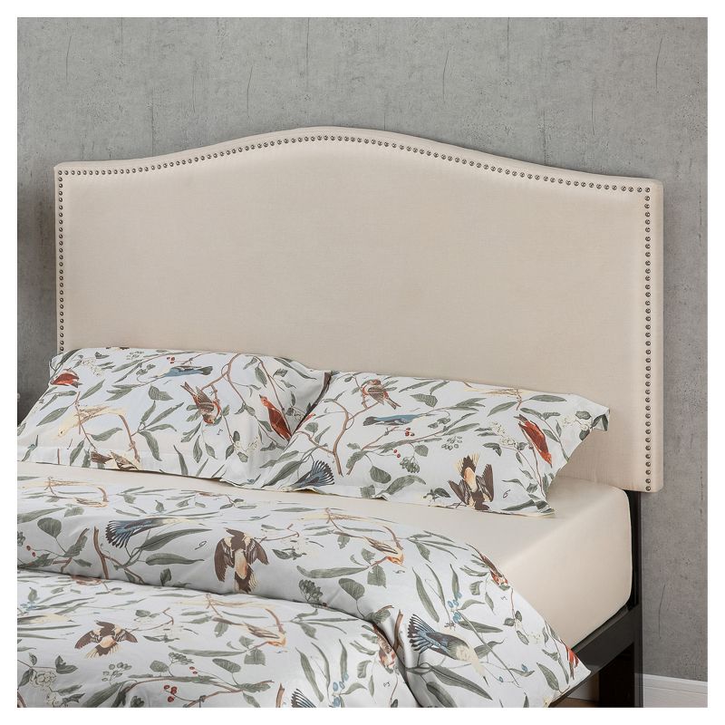 Queen Colfax Upholstered Nailhead Headboard Taupe - Zinus