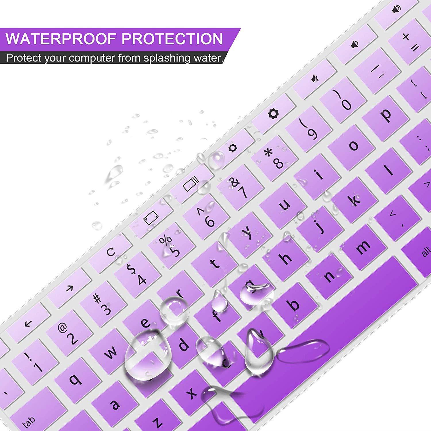 [2 Pack] Keyboard Cover Skin for Newest Acer Premium R11 Chromebook R 11 CB3-131 CB3-132,CB5-132T,CB3-131,Chromebook R 13 CB5-312T,Chromebook 15,CB3-531 CB3-532 CB5-571 C910 (Clear and Gradualpurple)