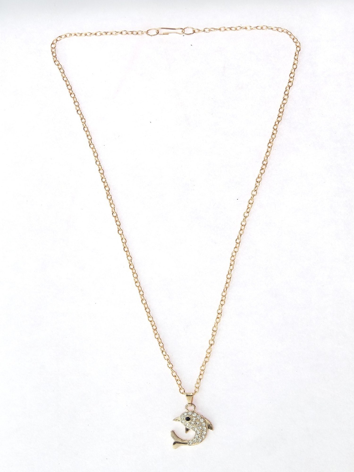 Jewelz Trendsetting Gold Western Necklace With Delicate Dolphin Hanging Charm for Women