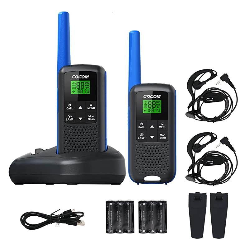 G600 FRS Walkie Talkies for Adults 2W Long Range Two Way Radio Rechargeable, VOX Scan, NOAA & Weather Alerts, LED Lamplight 2 Pack Hand held radios