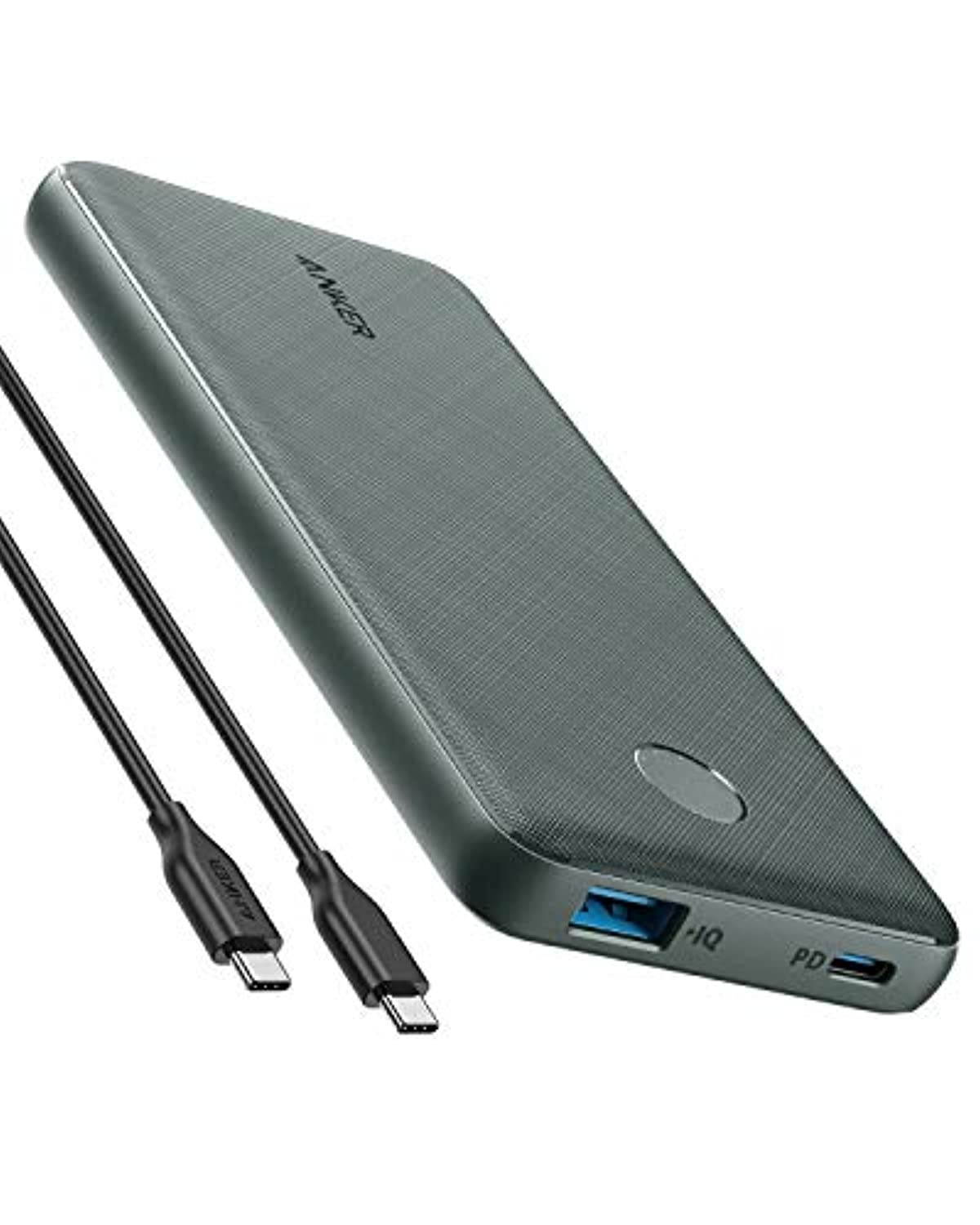 Anker PowerCore Slim 10000 PD Green, 10000mAh Portable Charger USB-C Power Delivery (18W) Power Bank Fast Charge for iPhone 11/11 Pro / 11 Pro Max, S10, Pixel 3, iPad Pro 2018, and More (A1231061)
