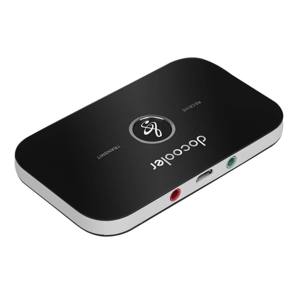 Docooler B6 2 in 1 Bluetooth Transmitter & Receiver Wireless A2DP Bluetooth Audio Adapter Portable Audio Player Aux 3.5mm Black