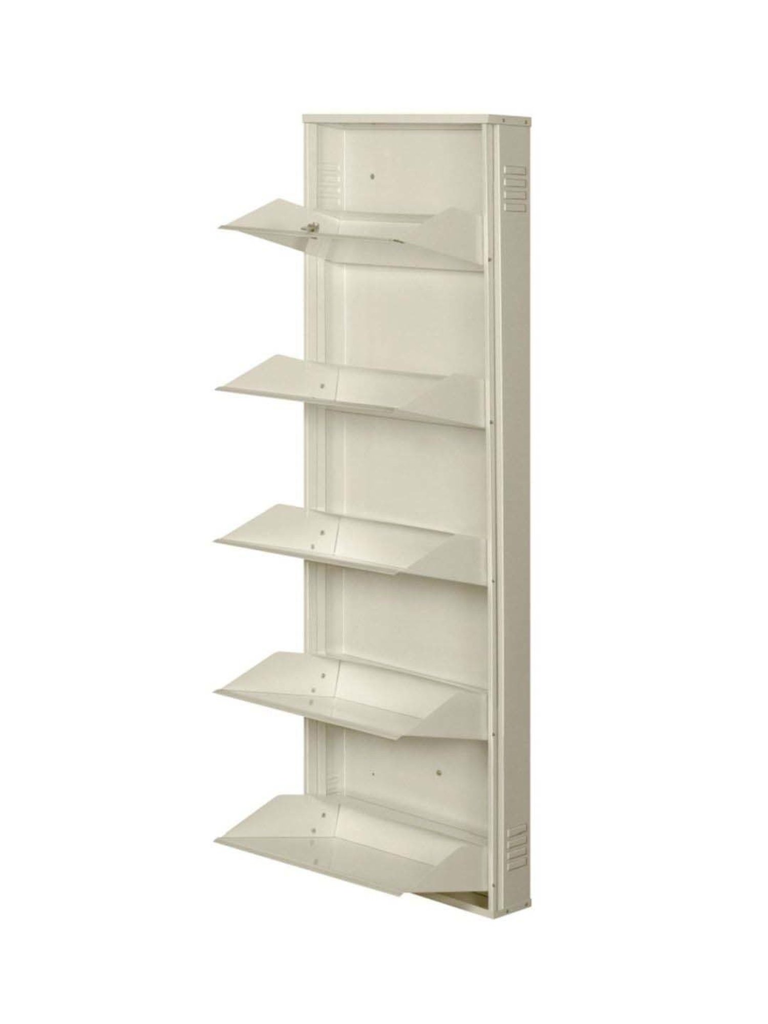 Delite Kom Metal Shoe Rack - 20" 5 Shelf, Ivory, PowderCoat, Wall Mount, DIY