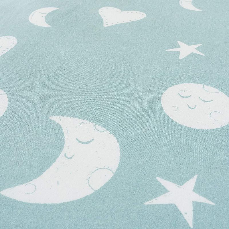 JumpOff Jo 100% Cotton Crib Sheet Set, Super Soft, Hypoallergenic, Breathable Crib Mattress Toppers, Bear & Moon, 2 Sheets