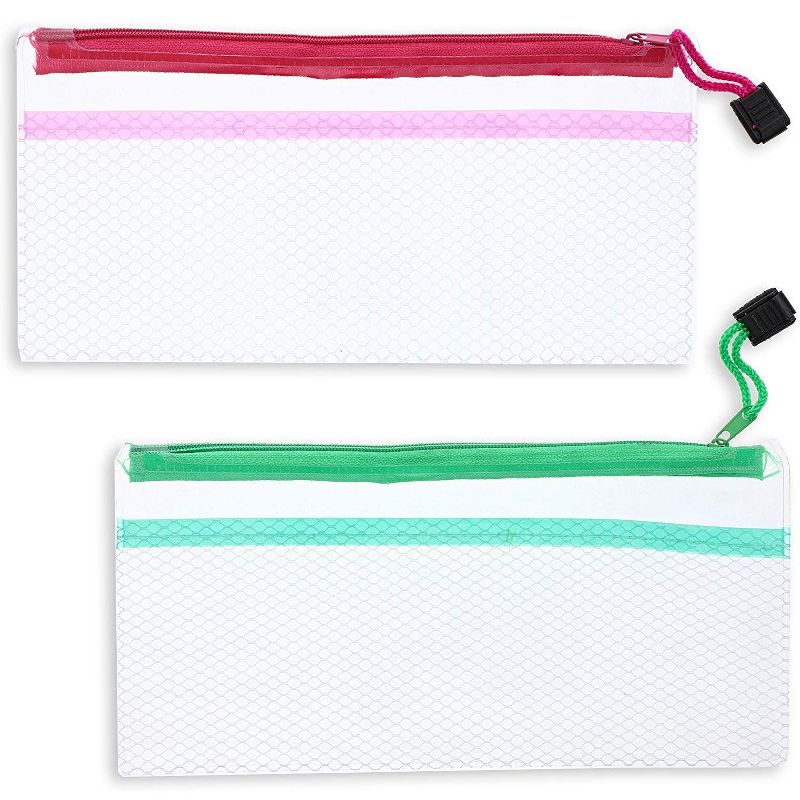 Juvale 12-Pack Zipper Waterproof Pen & Pencil Pouch Case Set, 4 Colors