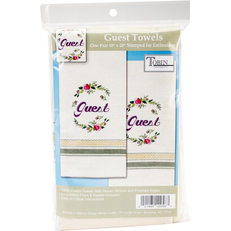Tobin Stamped For Embroidery Kitchen Towels 18"X28" 2/Pkg-Guest