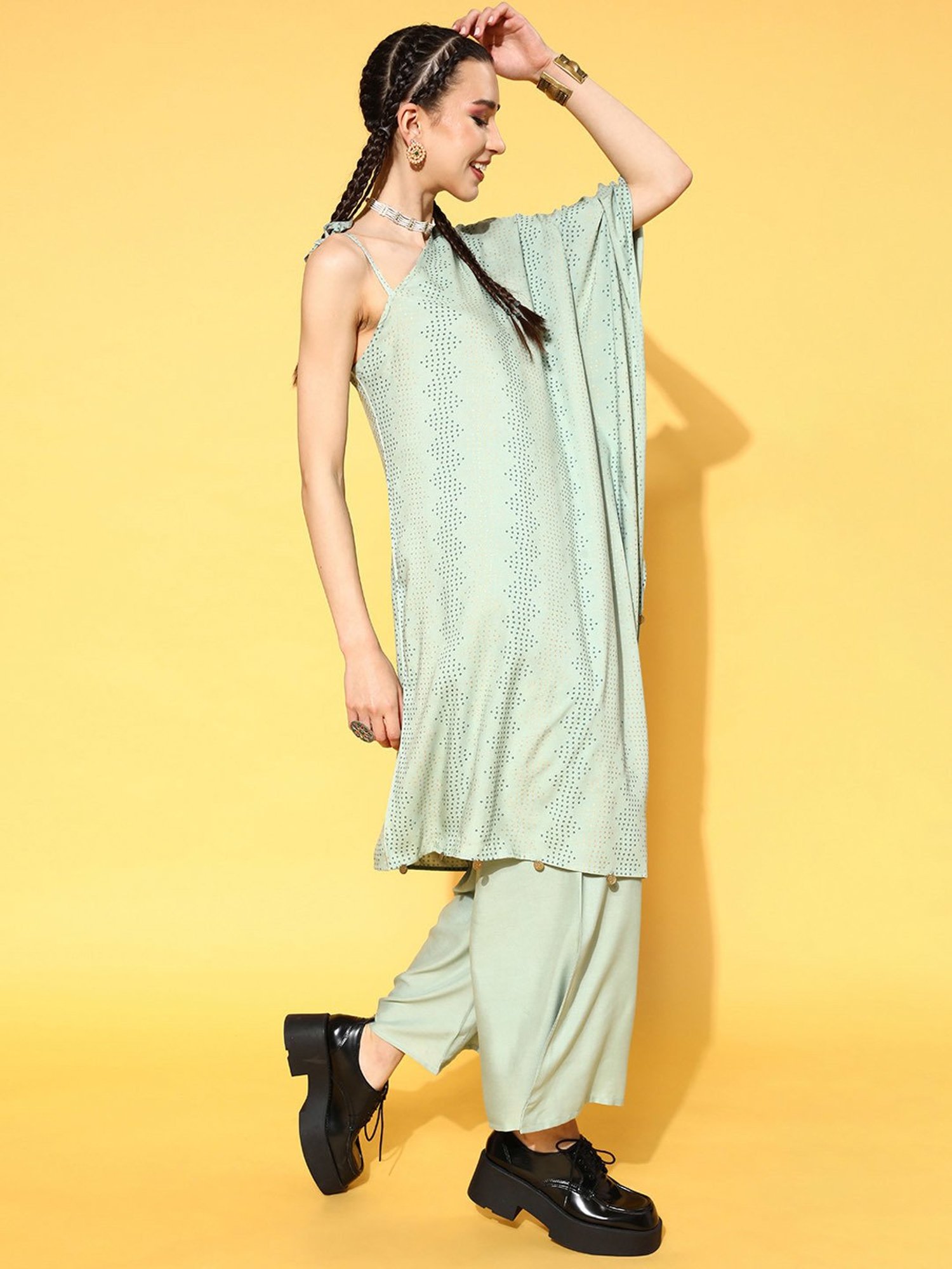 Stylum Green Bandhani Print Kurta Palazzo Set