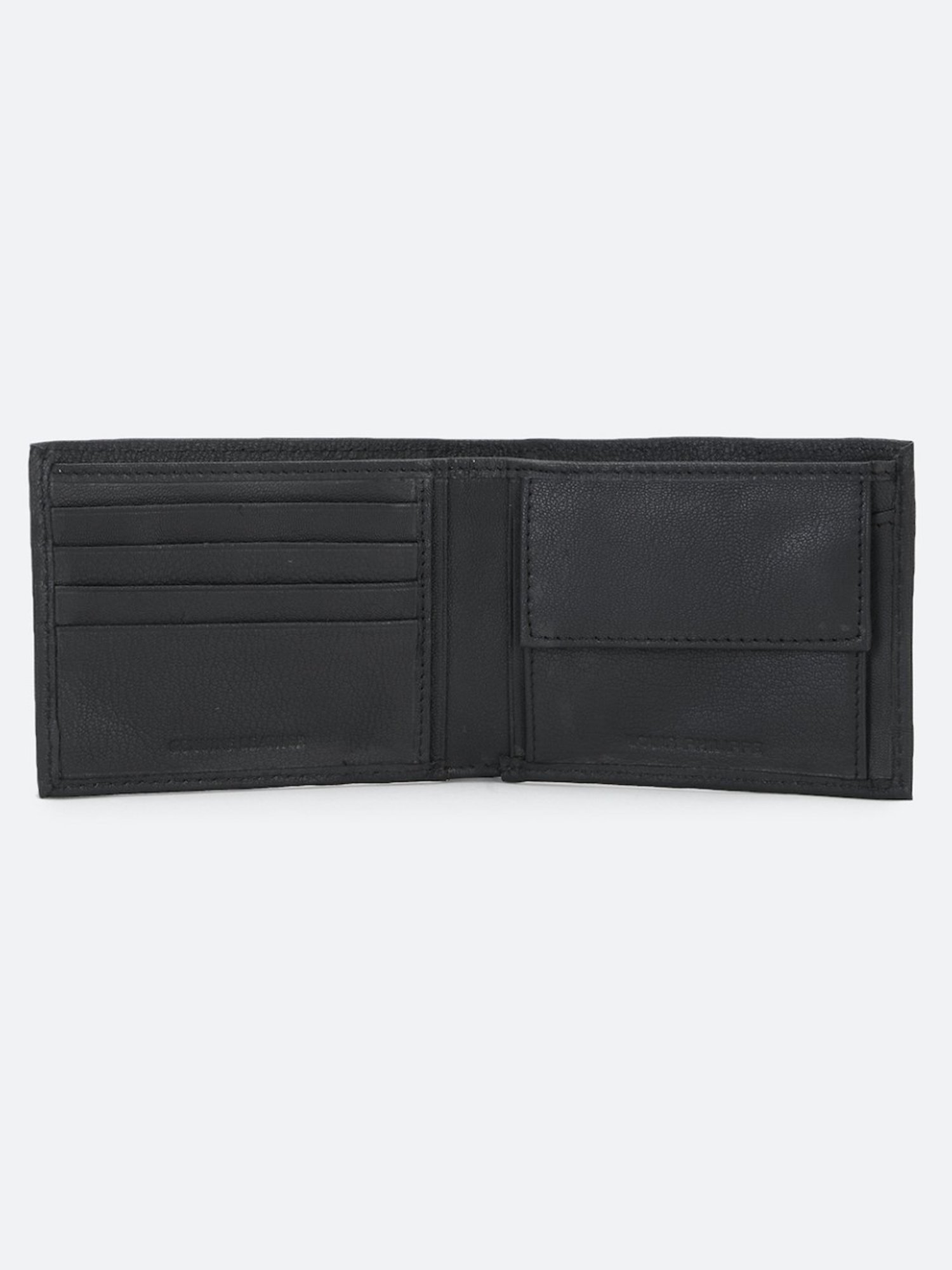 Louis Philippe Black Leather Textured Bi-Fold Wallet