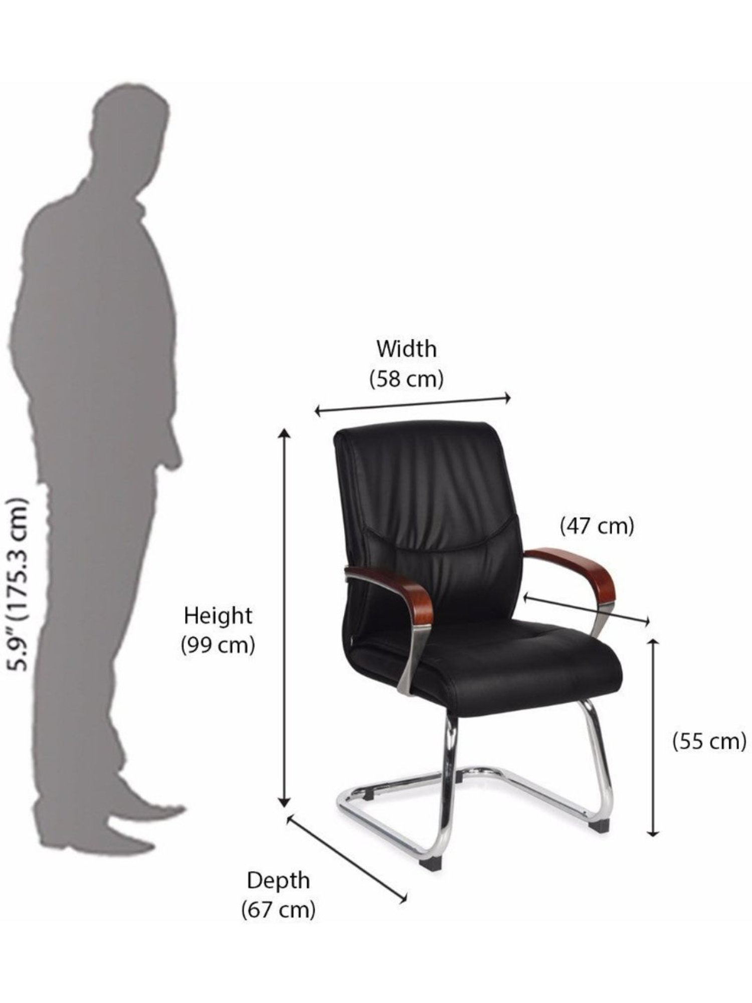 Nilkamal Boss Black Polyurethane Visiting Chair
