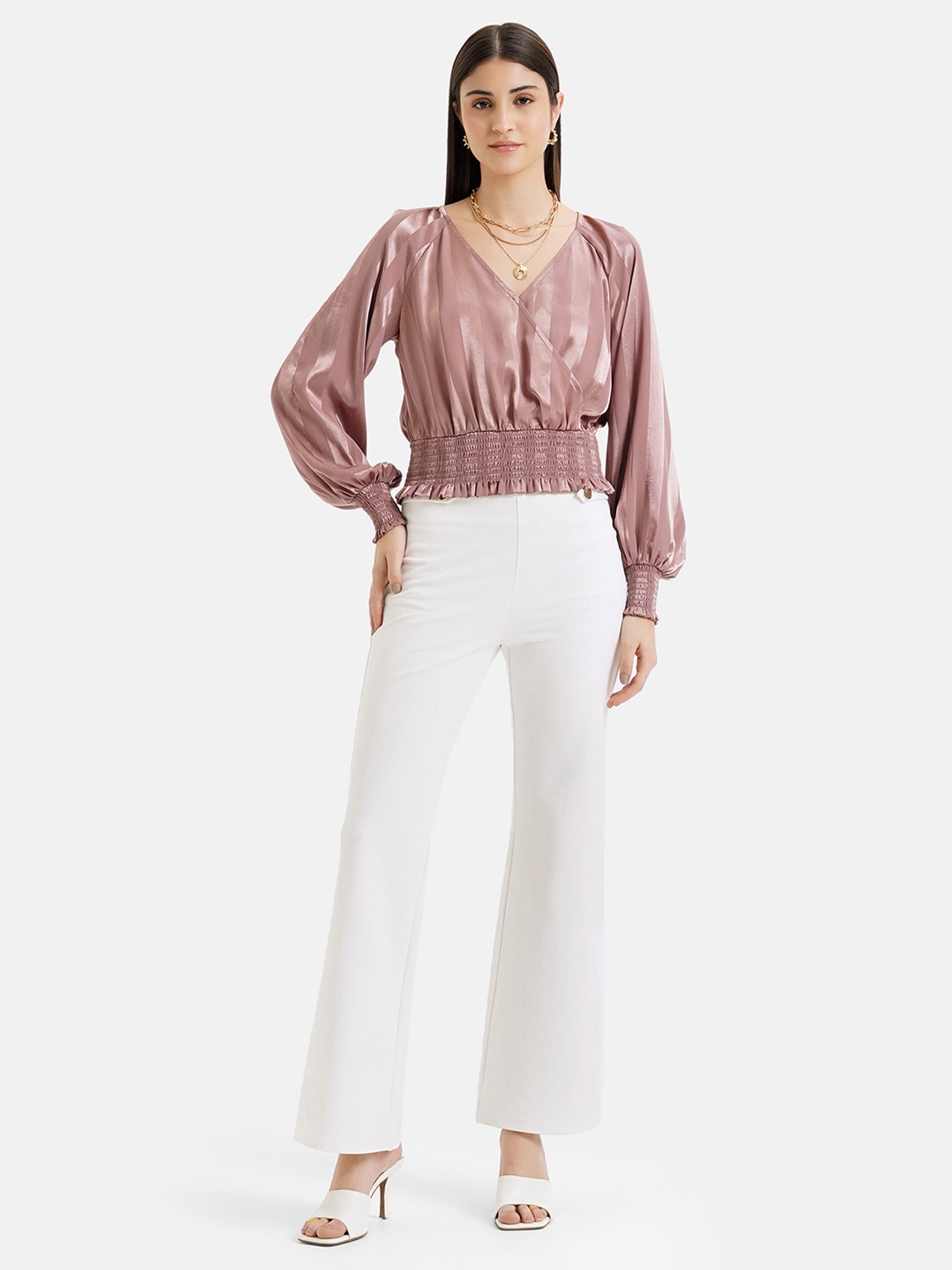 Kazo Pink Stripes Wrap Top