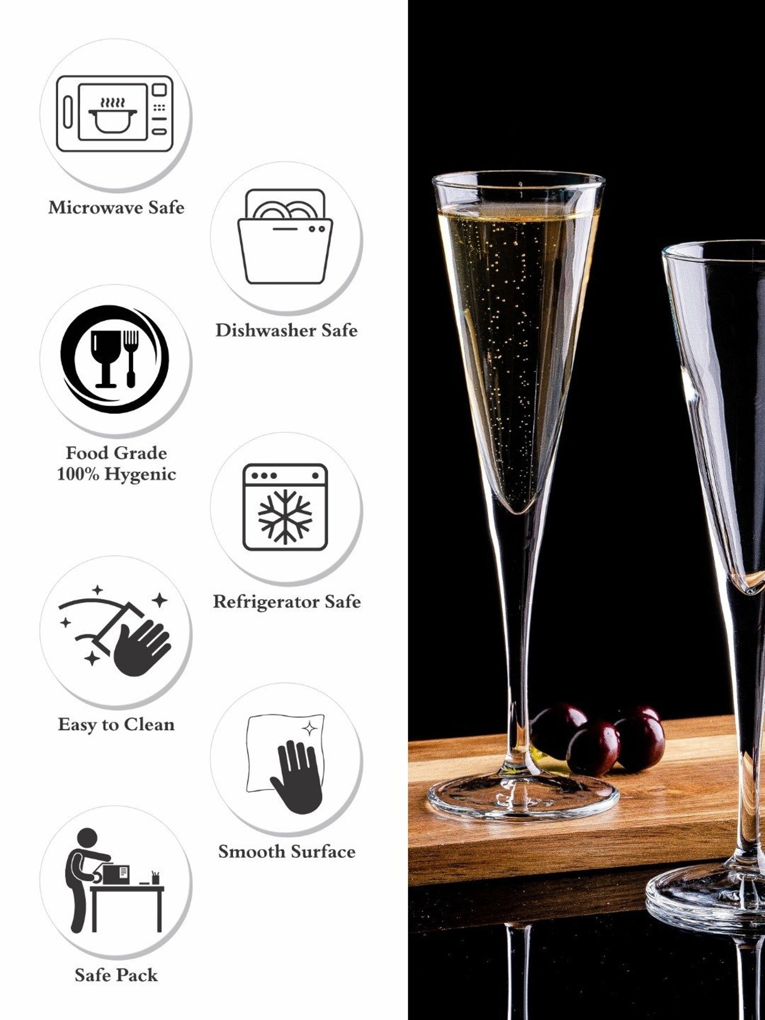 Pasabahce Transparent Glass Champagne Glass - Set of 6