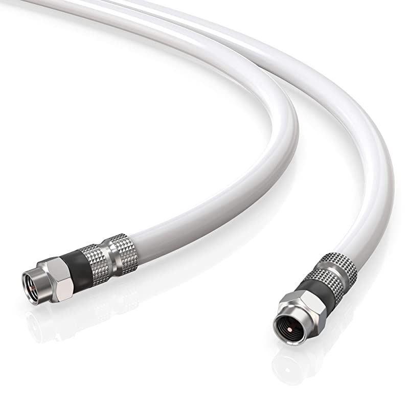 Coaxial Cable 20 Feet White 2 Pack RG6 FPin Triple Shielded UL CL2 inWall Rated RG6 Digital AudioVideo Includes Connectors and Cable Clips