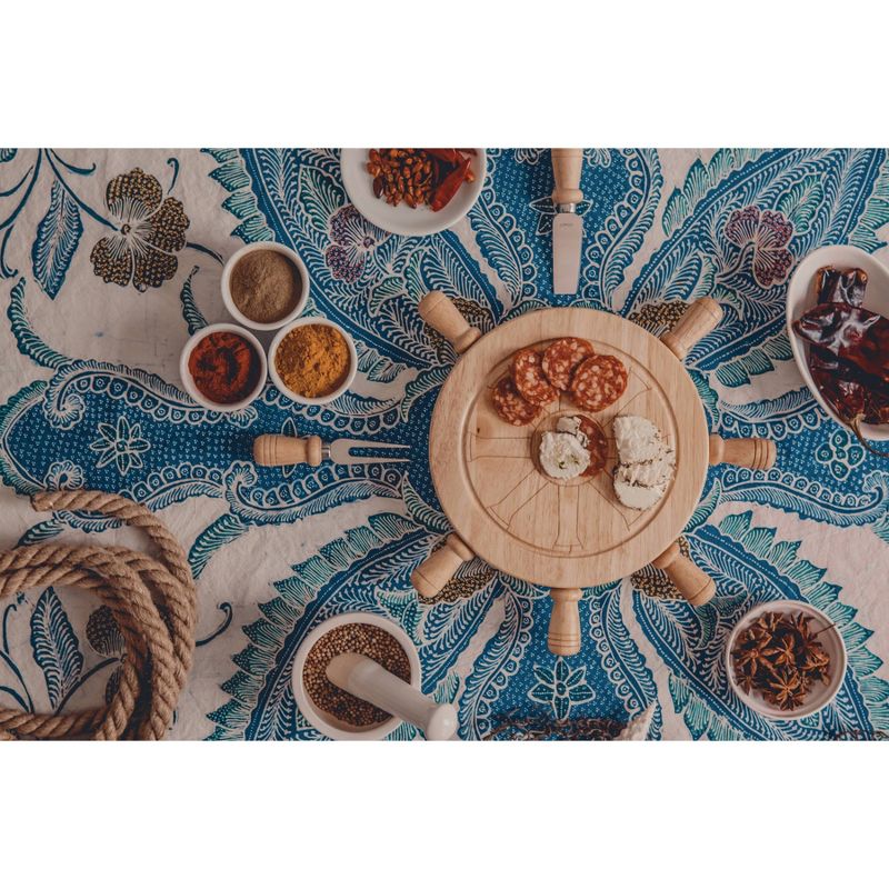 Rubberwood Ship Helm Cheese Board - Picnic Time