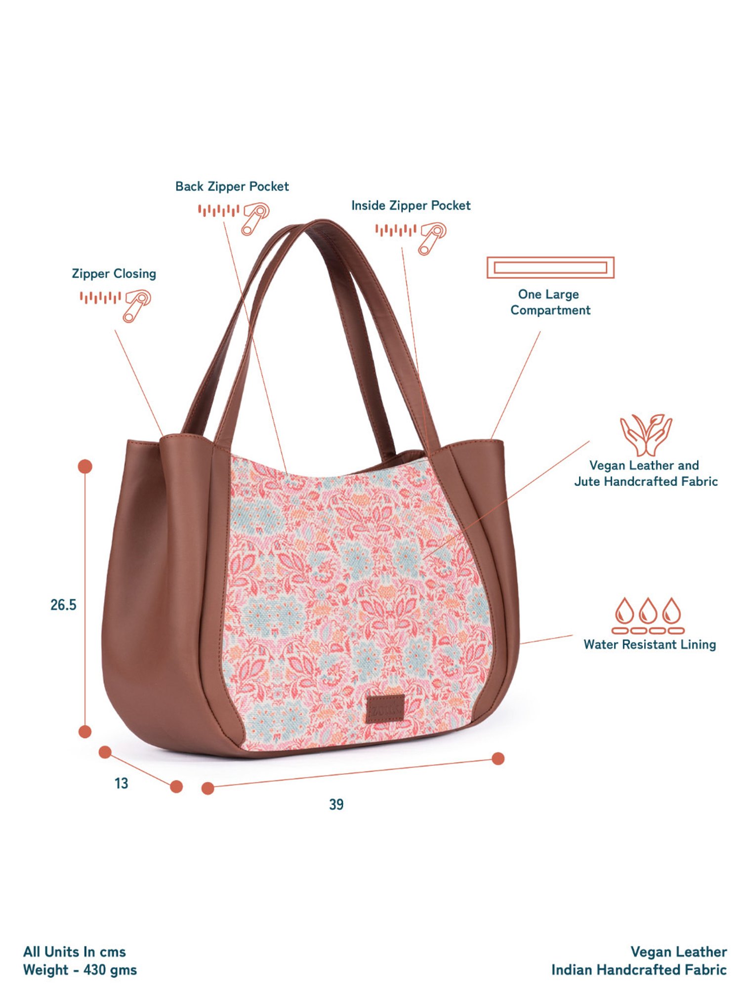 ZOUK Mangalore Blossoms Multicolor Printed Luna Shoulder Bag