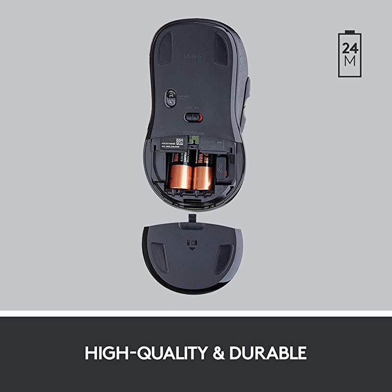 M510 Wireless Computer Mouse Comfortable Shape with USB Unifying Receiver with BackForward Buttons and SidetoSide Scrolling Red