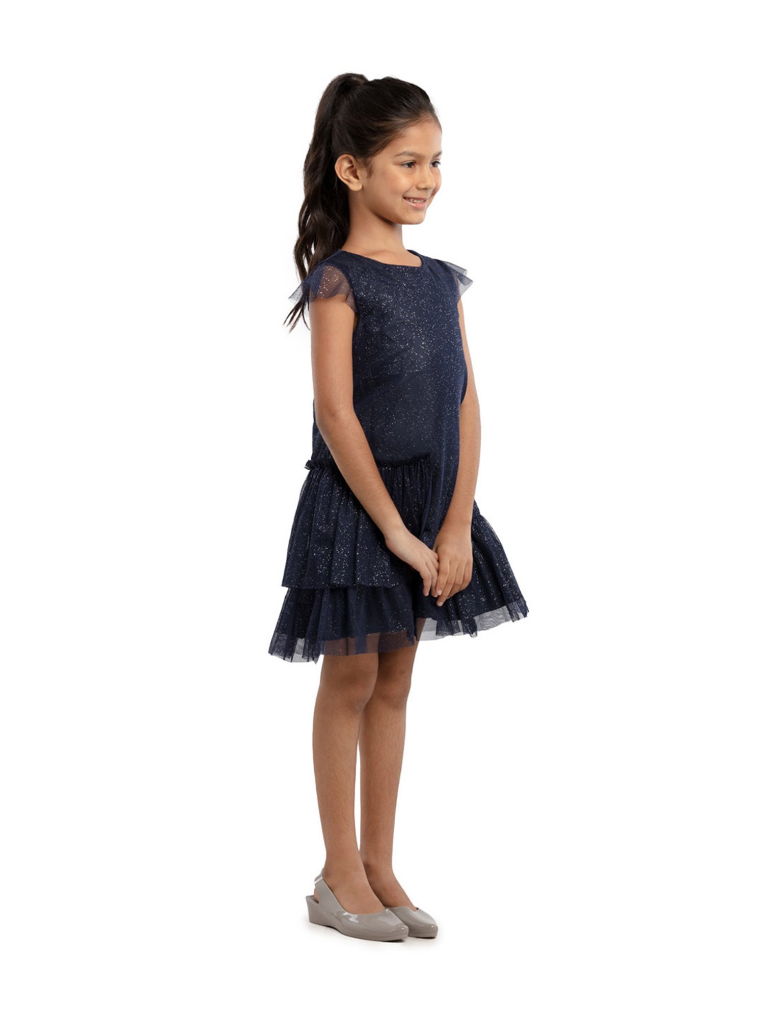 Under Fourteen Only Kids Navy Printed Dress