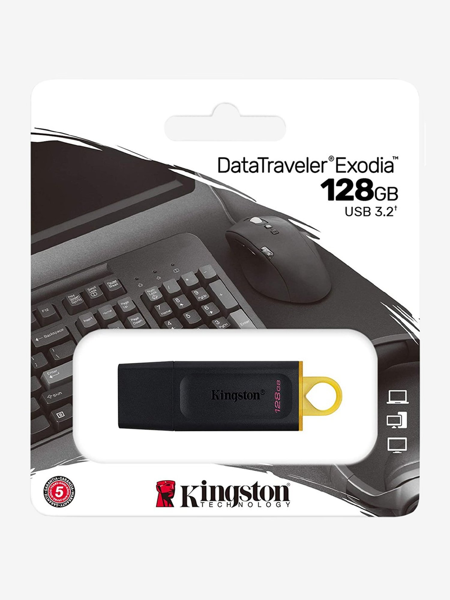 Kingston DataTraveler Exodia 128GB USB 3.2 Gen 1 Flash Drive (Black/Yellow)