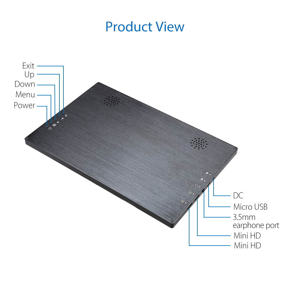 EYOYO 10 Inch 2560x1600 IPS Gaming Monitor Dual HD Interface 8BIT Black For PC DVD PS2 PS3 PS4 Xbox