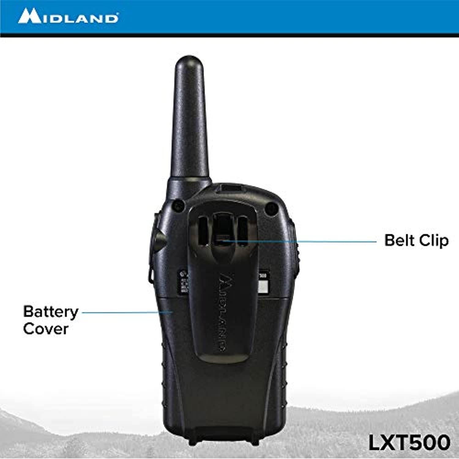 Midland - LXT500VP3, 22 Channel FRS Walkie Talkies with Channel Scan - Extended Range Two Way Radios, Silent Operation, Batteries Included (Pair Pack) (Black) (LXT500VP3)