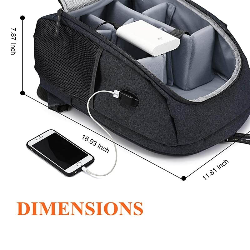 Camera Backpack PhotoBackpack Waterproof with Laptop Compartment/Tripod Holder for Nikon,Canon,Sony,Panasonic (Grey)