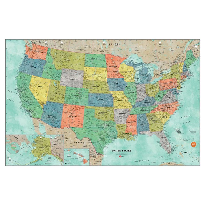 Wall Pops!  White Board Decals 2ct 24" x 36" - US Map