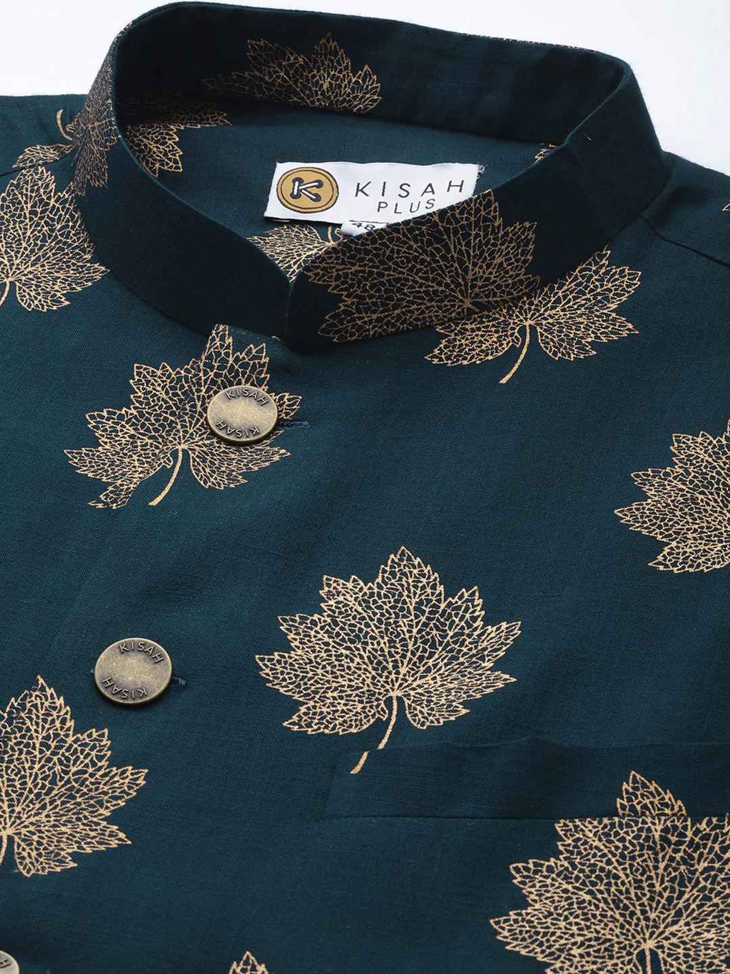 KISAH PLUS Green & Purple Regular Fit Printed Kurta Set With Jacket