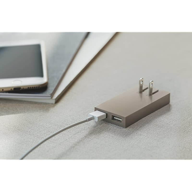 Smart Charger - Slim 2-Port Foldable USB-A Universal Wall Charger with Smart IC Technology - Quick Charging Compatible with iPhone, iPad, Smartphones and Tablets (Taupe/Fabric)
