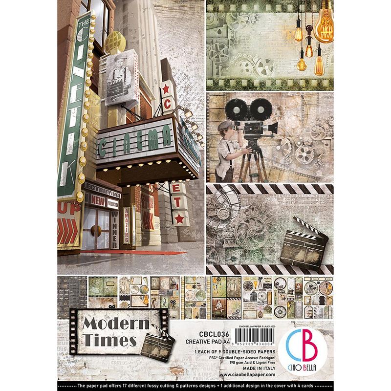 Ciao Bella Double-Sided Creative Pack 90lb A4 9/Pkg-Modern Times, 9 Designs/1 Each