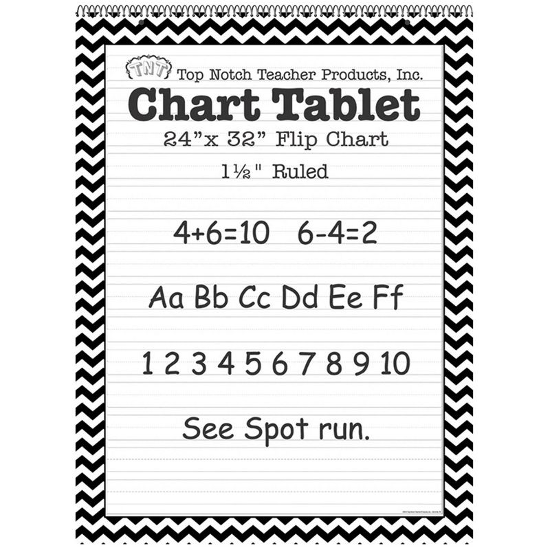 25 Sheets 24" x 32" Ruled Chart Tablet Black Chevron Border - Top Notch Teacher Products