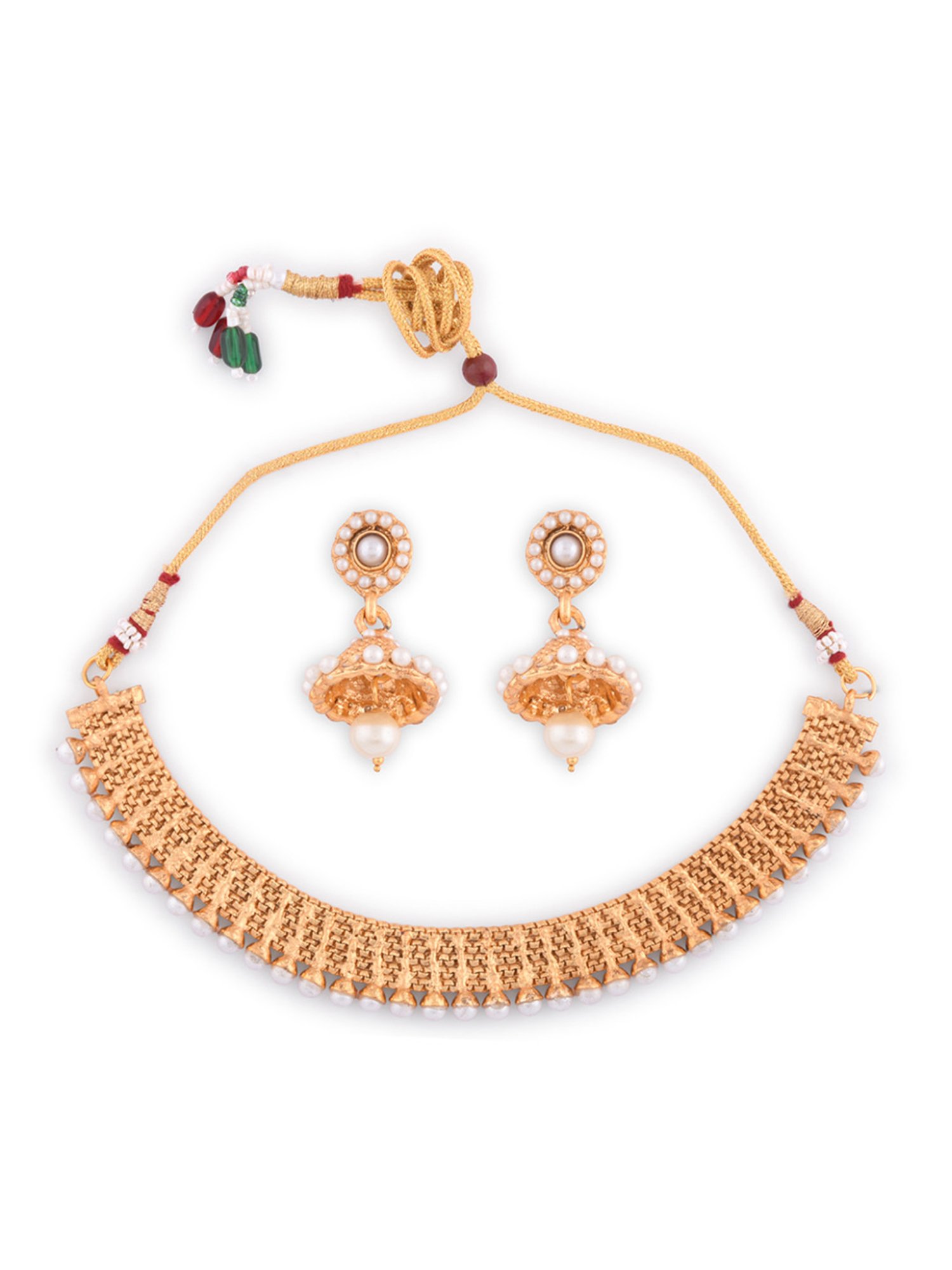 Fida Ethnic South Indian Antique White Jewellery Set