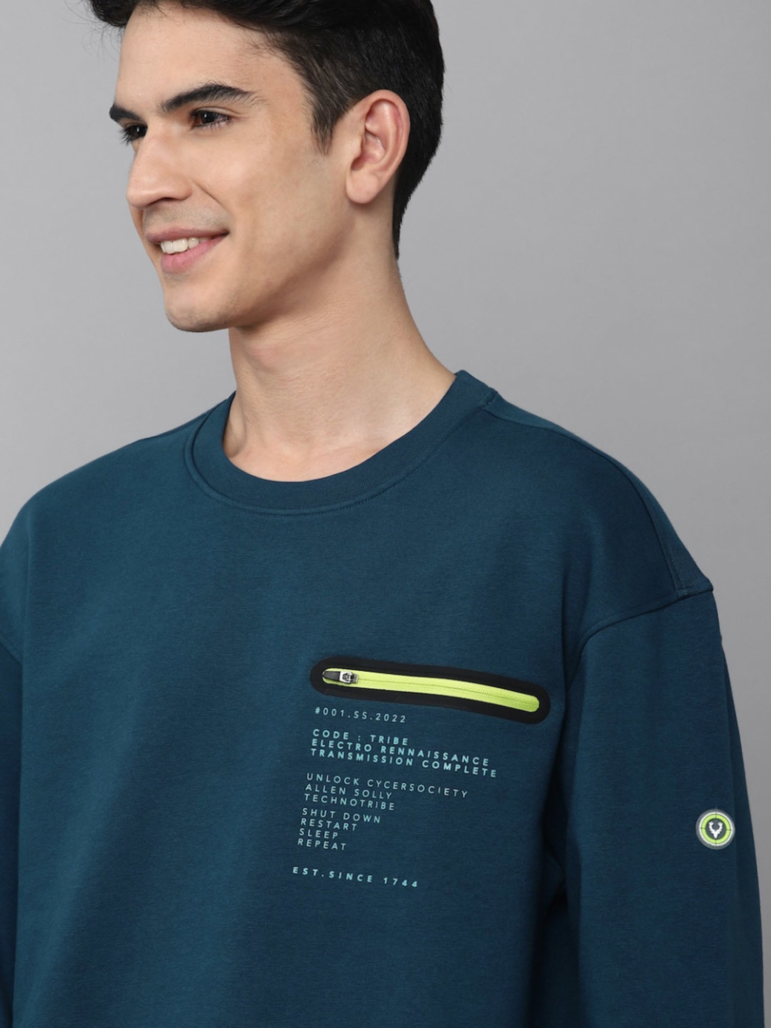 Tribe by Allen Solly Blue Regular Fit Printed Sweatshirts