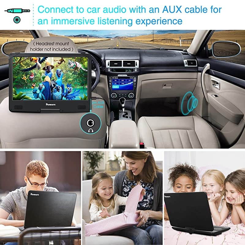 14" Portable Blu-Ray DVD Player with 1920X1080 HD Large Screen, 4000mAh Rechargeable Battery, Support HDMI in/Out, USB/SD Card Reader, MP4 Video Playback (HDMI Cable Included)