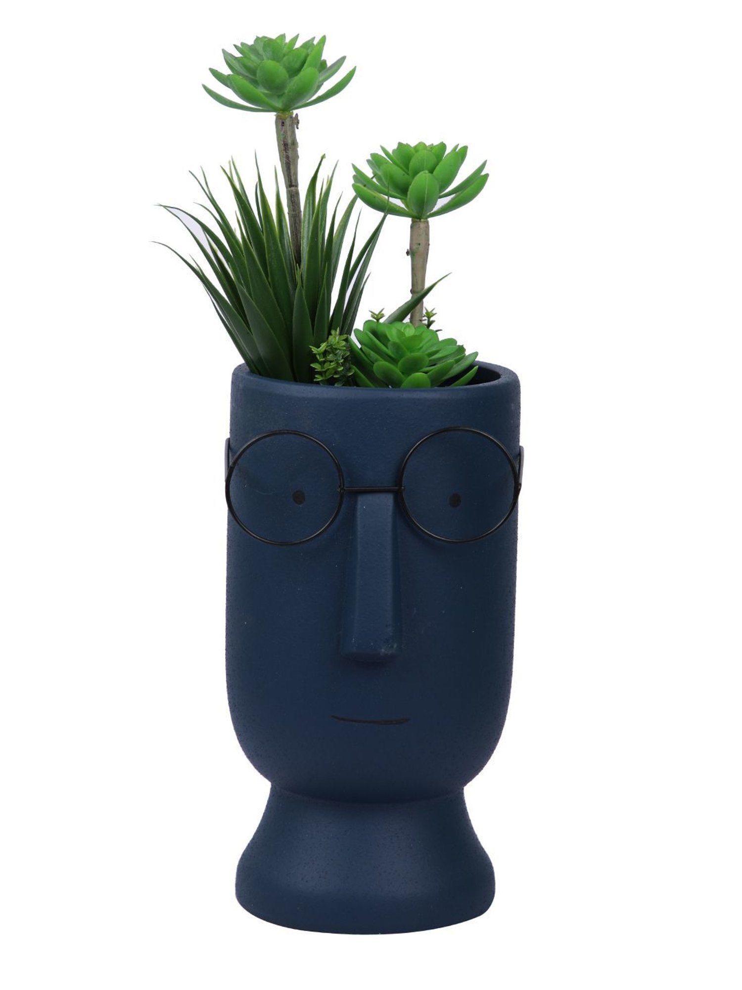 Tayhaa Blue Ceramic Face Planter